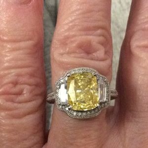 Sterling silver simulated yellow/white ring